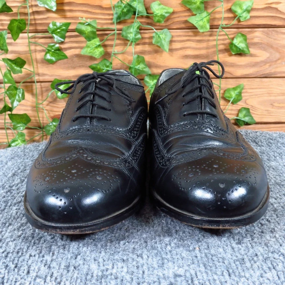 Oakton 74069 Mens Wingtip Oxford Dress Shoes Size 10.5 D Formal Business Black